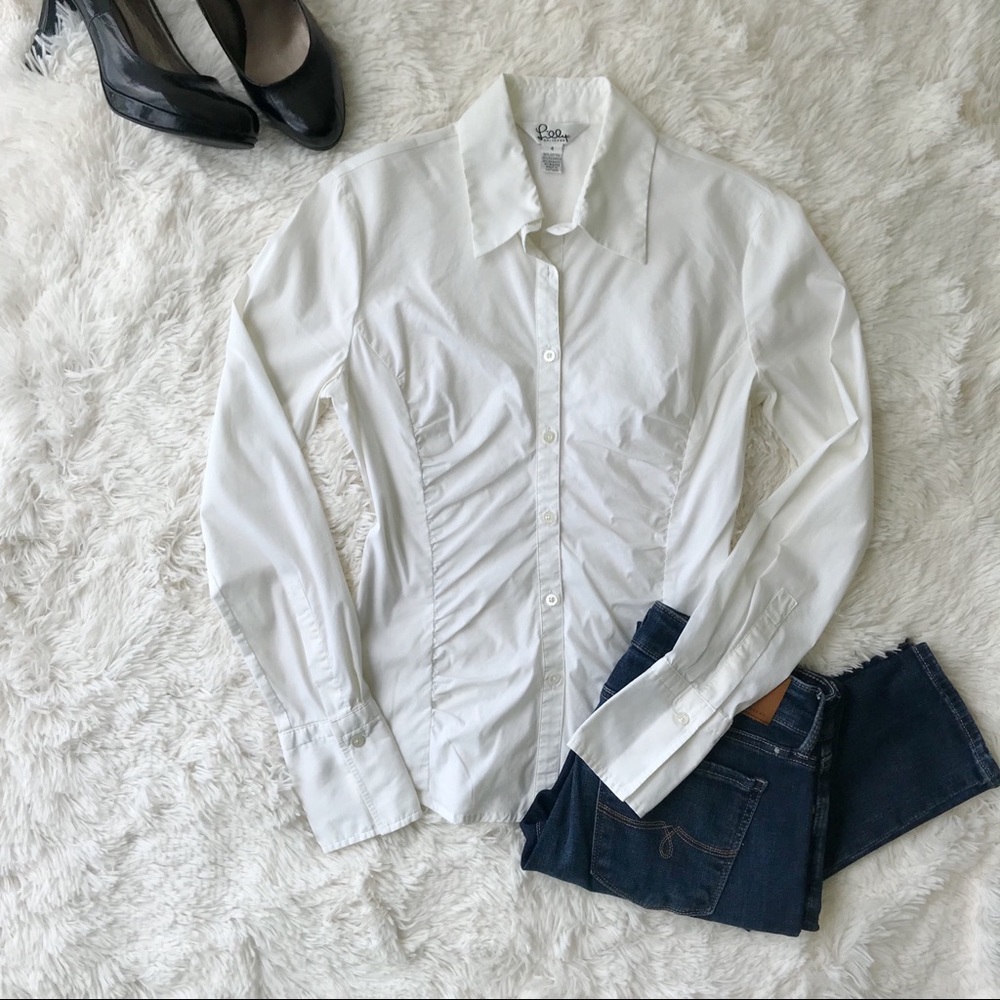 Lilly Pulitzer cream cotton long sleeve blouse SZ4